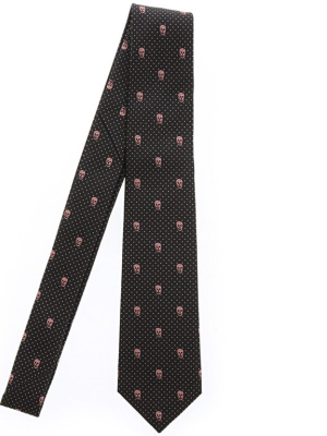 Alexander Mcqueen Skull Embroidered Tie