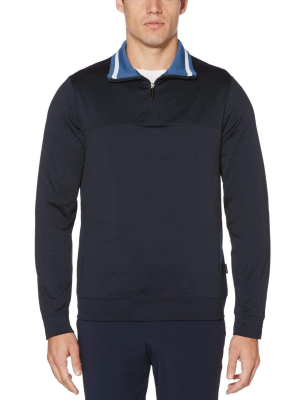 Half Zip Contrast Collar Sweater