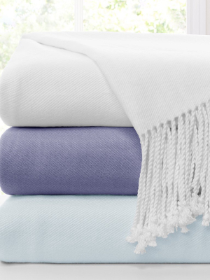 The Admiral Blue Fringed Throw Blanket