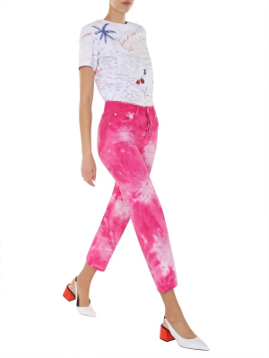 Msgm Tie-dye Cropped Denim Jeans