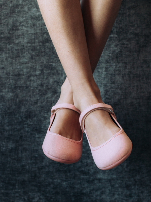 Eco-friendly Classic Canvas Mary Janes In Peach