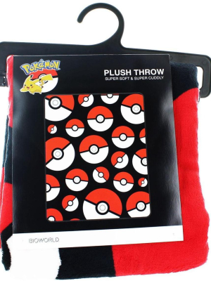 Bioworld Pokemon Pokeball Lightweight Fleece Throw Blanket | 48 X 60 Inches