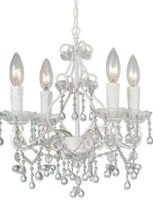 Paris Market 4 Light Clear Crystal White Mini Chandelier