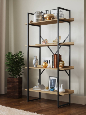 65" Emery 4 Tier Shelf Bookcase Light Wood - Rst Brands