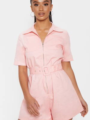 Petite Pink Belted Utility Romper
