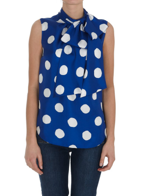 Moschino Polka Dot Neck Tie Blouse