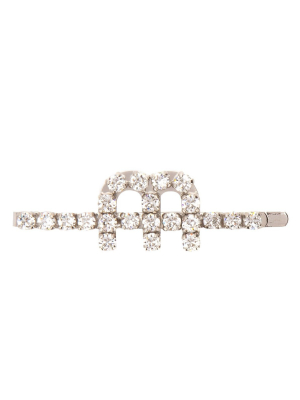 Miu Miu Crystal Logo Embellished Hair Clip