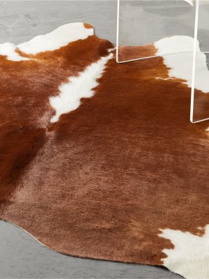 Light Brown And White Cowhide Rug 4'x6'