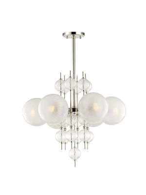 Calypso 6 Light Chandelier Polished Nickel