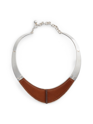 Inlaid-leather Collar Necklace