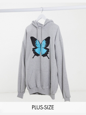 Rokoko Plus Oversized Hoodie With Butterfly Graphic