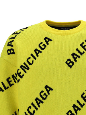 Balenciaga Allover Logo Intarsia Sweater