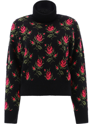 Redvalentino Rose Intarsia Turtleneck Jumper