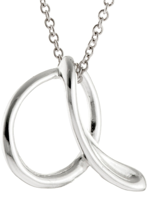 Women's Silver Plated Letter "a" Pendant - Silver (18")