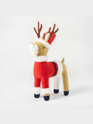 Plush Reindeer Santa Decorative Figurine Red/brown - Wondershop™