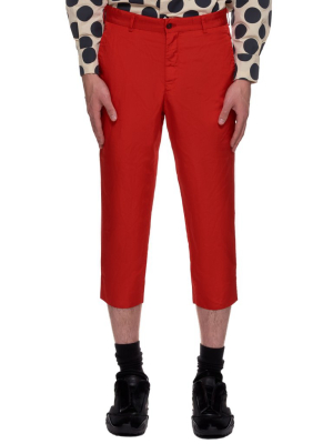 Cropped Wrinkle Trousers (pf-p051-051-red)