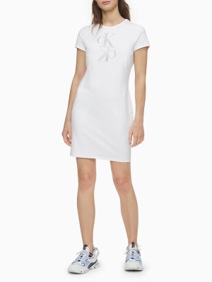 Glitter Mirror Monogram Logo T-shirt Dress