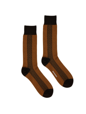 Men's Graphic Side Stripe Dress Socks - Brown