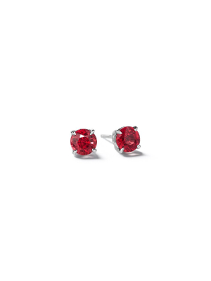 Round Brilliant Cut Ruby Studs