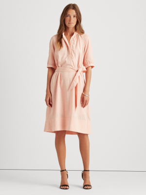 Linen Puff-sleeve Shirtdress