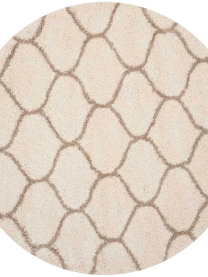 Hudson Shag Ogee Ivory/beige Round Rug