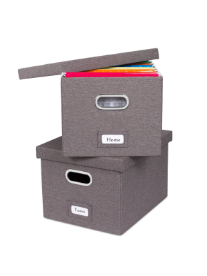 Birdrock Home Set Of 2 Linen File Box