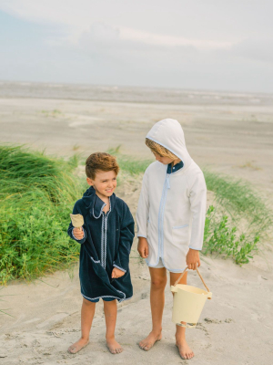 Unisex Navy French Terry Hooded Coverup