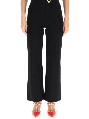 Valentino Logo Plaque Wide Leg Trousers