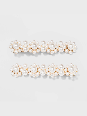 Cultured Pearl Hair Clips 2pc - A New Day™ White