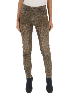 R13 Leopard Print Skinny Jeans