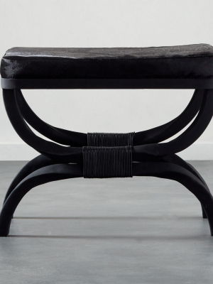 Serpette Black Cowhide Stool