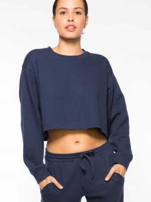 Crop Sweatshirt - Navy