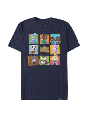 Men's Nintendo Animal Crossing Group Shot Panels T-shirt