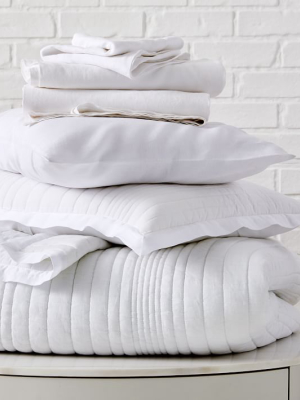 Belgian Flax Linen Linework Quilt Starter Bedding Set - White