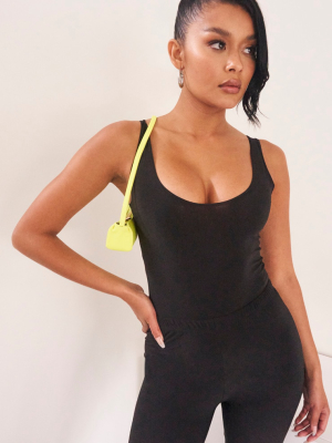 Black Slinky Scoop Neck Bodysuit