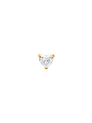 Floating Diamond Heart Stud - Yellow Gold