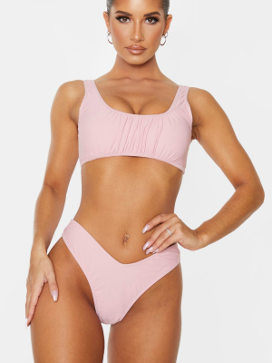 Rose Ruched Scoop Bikini Top