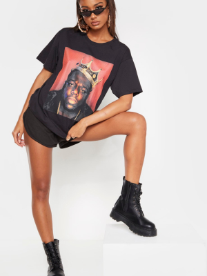 Black Biggie Crown Print T Shirt