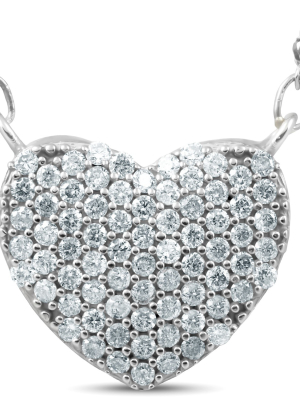 Pompeii3 1ct Pave Diamond Heart Shape Pendant 14k White Gold 1/2" Tall