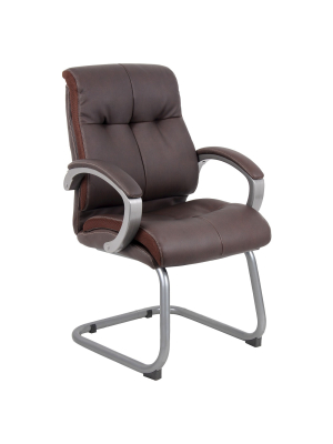 Double Plush Executive Guest Chair Bomber Brown - Boss Office Products