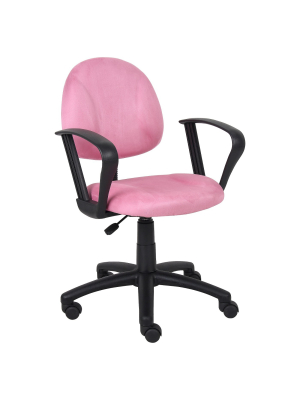 Microfiber Deluxe Chair With Loop Arms Pink - Boss Office Products