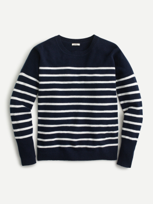 Cashmere Crewneck Boyfriend Sweater In Stripe