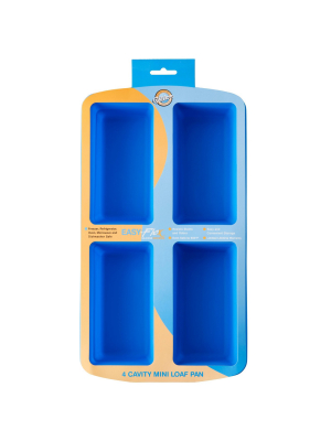 Wilton 4 Cavity Easy Flex Silicone Mini Loaf Pan For Bread, Cakes And Meatloaf