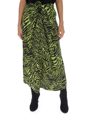 Ganni Tiger Print Tie Front Skirt