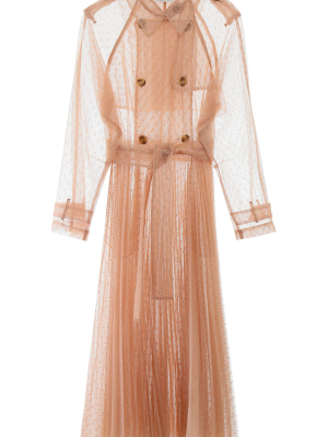 Redvalentino Point D'esprit Pleated Trench Coat