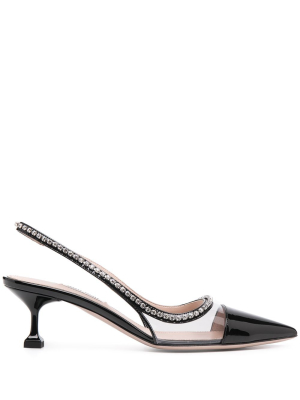 Miu Miu Crystal Embellished Slingback Pumps