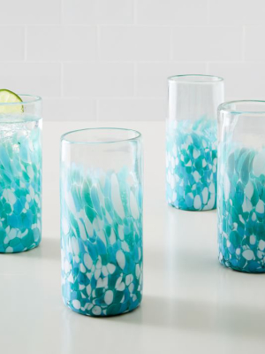 Mexican Confetti Highball Glasses - Blue (set Of 4)