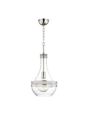 Hagen 1 Light Small Pendant Polished Nickel