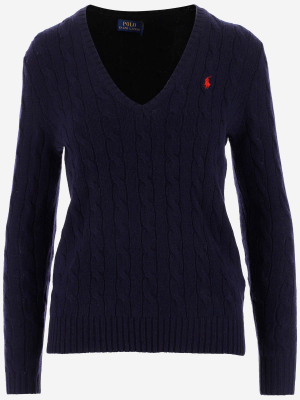 Polo Ralph Lauren Logo Embroidered V-neck Jumper