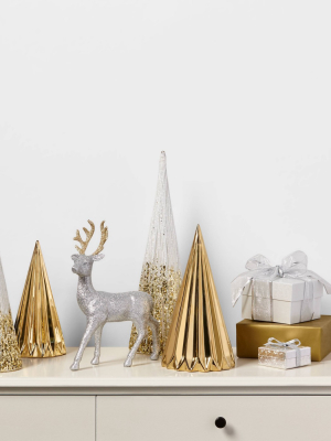 Glitter Deer Decorative Figurine Silver - Wondershop™